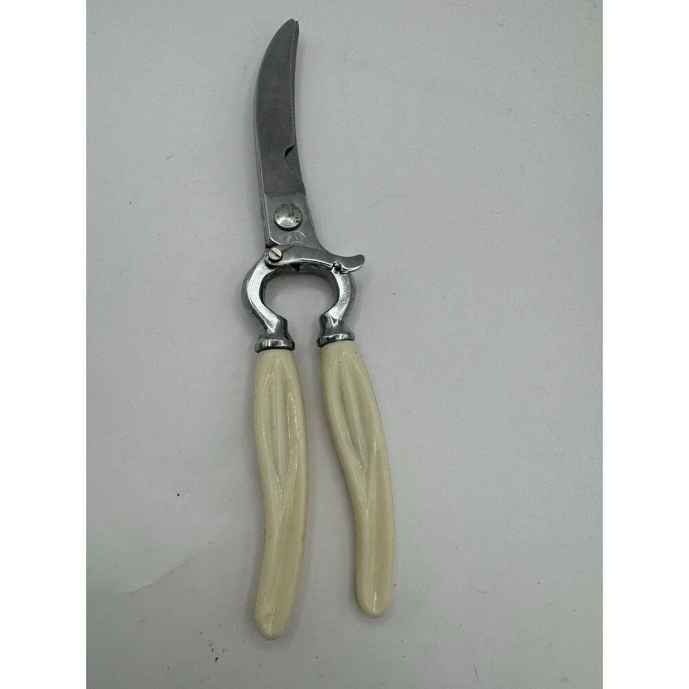 Poultry Shears Vintage Made In Italy Off White Handle